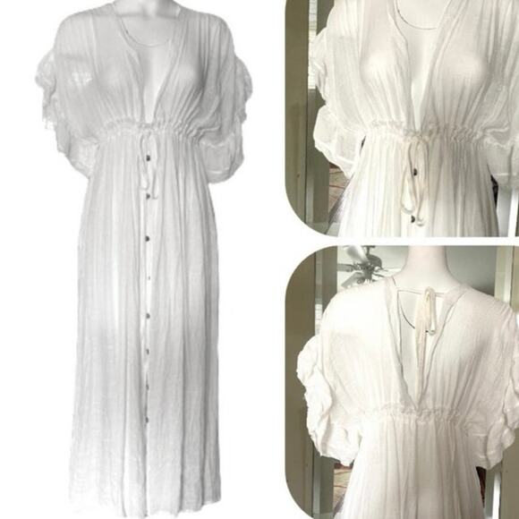 MAXI DRESS IN BOHO STYLE IN WHITe - Picture 4 of 5